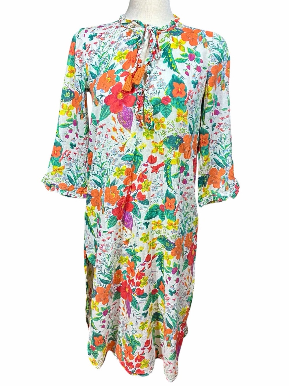 J. Crew Ruffle Trim Tunic in Ratti Island Botanical Print Floral Women's Size XS